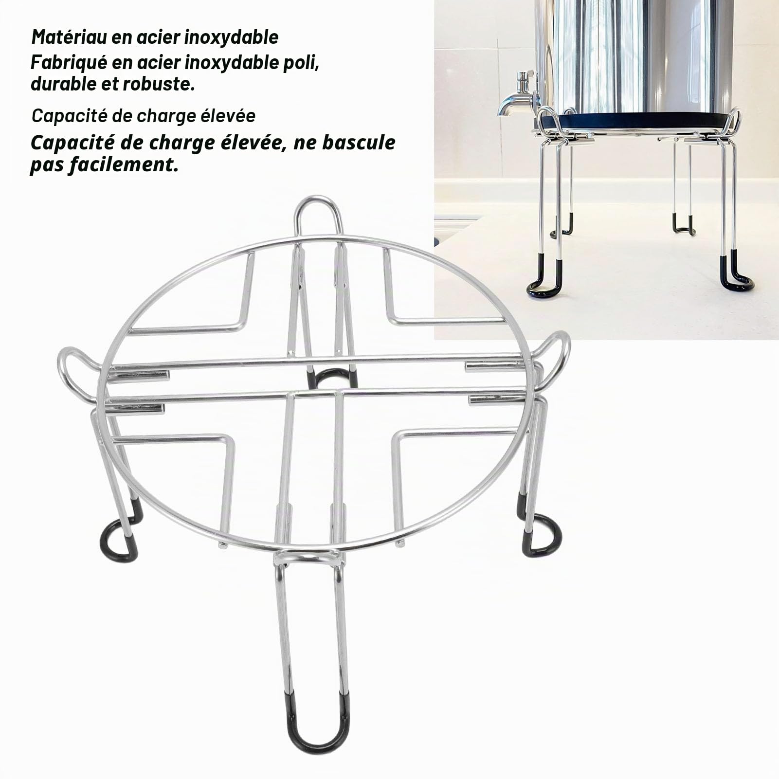Support de Filtre à Eau Robuste en Acier Inoxydable pour Big, Travel, Royal avec Pieds Amovibles, 6 Pouces de Hauteur, 9 Pouces de Diamètre pour les Systèmes de Filtration