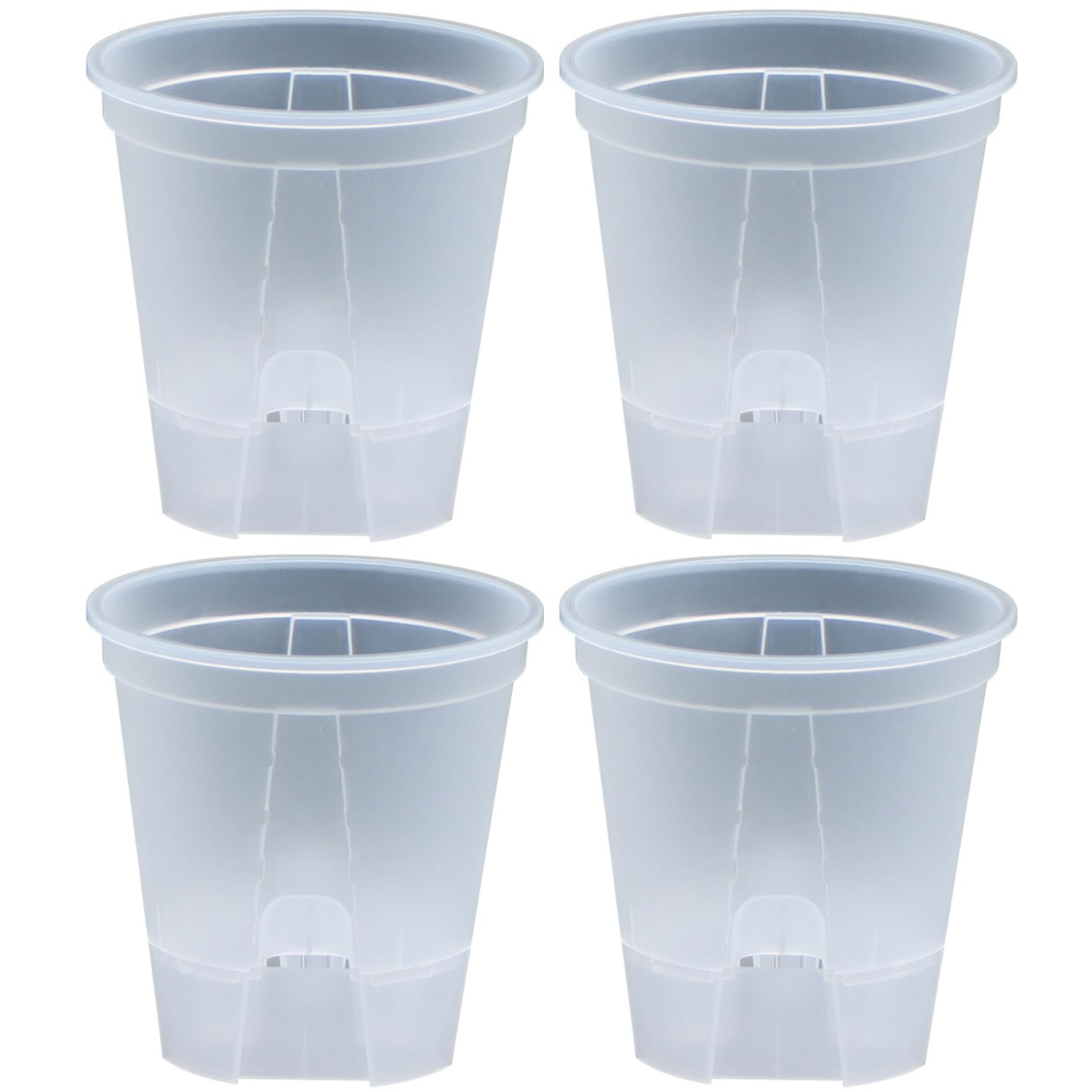 Faroby Self Watering Plant Pot 4PCS – Clear Plastic Orchid Pots with Absorbent Chassis & Reservoir Tray for African Violet, Rose, Tulips