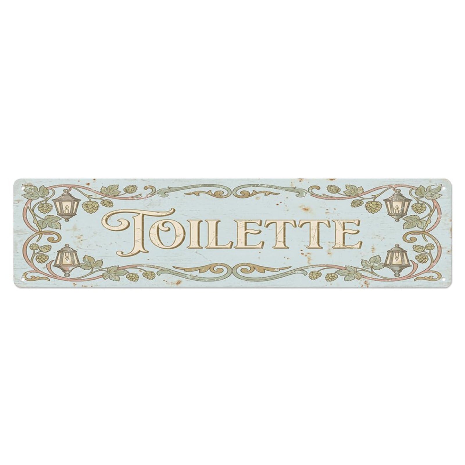 Shabby Elegant Biergarten Restroom Toilet(WC) Door Metal Tin Skinny Sign Plaque Wall Decor for Cafe, Club Bar, Office, Home Garden Metal Poster 4x16Inch