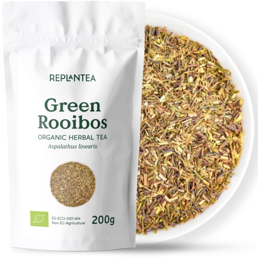 ROOIBOS GREEN ORGANIC 200g (100 Cups) | Organic Bulk Unfermented Rooibos Tea of Great Aroma Super Grade Quality REPLANTEA