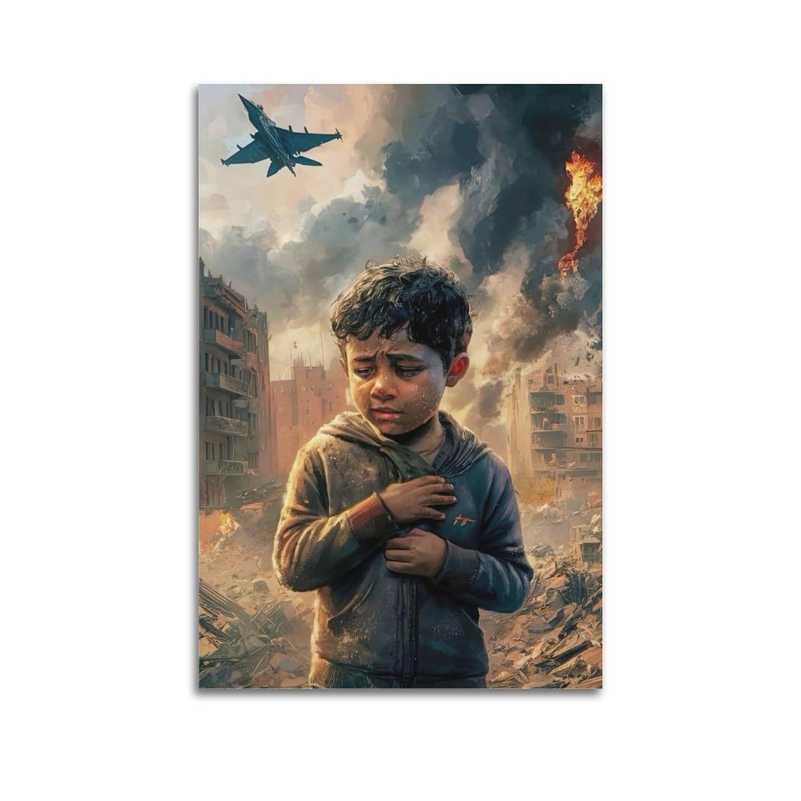 XKUGA World Peace Anti War Poster Palestine Gaza Child Refugees Modern Decorative Canvas Prints - Ideal Wall Art for Family, Man Cave, Game Room, Boys & Girls Bedroom 20x30inch(50x75cm)