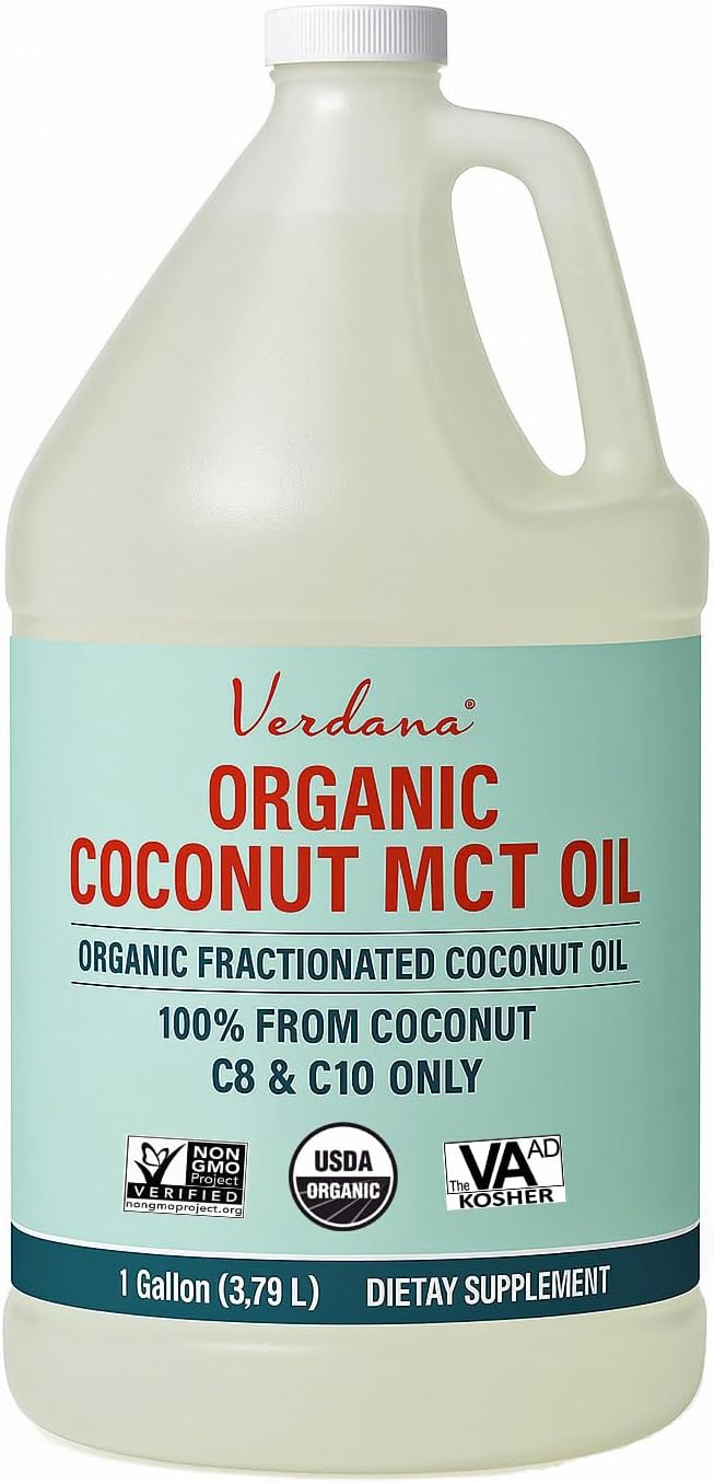 USDA Certified Organic Coconut MCT Oil –Fractionated Coconut Oil – No Palm Kernel Used – Kosher, Food Grade, Non-GMO – Great for Keto and Paleo Diets – 1Gallon