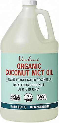 Verdana Aceite de coco orgánico MCT certificado por USDA – Aceite de coco fraccionado – Sin granos de palma utilizado – Kosher, grado alimenticio,