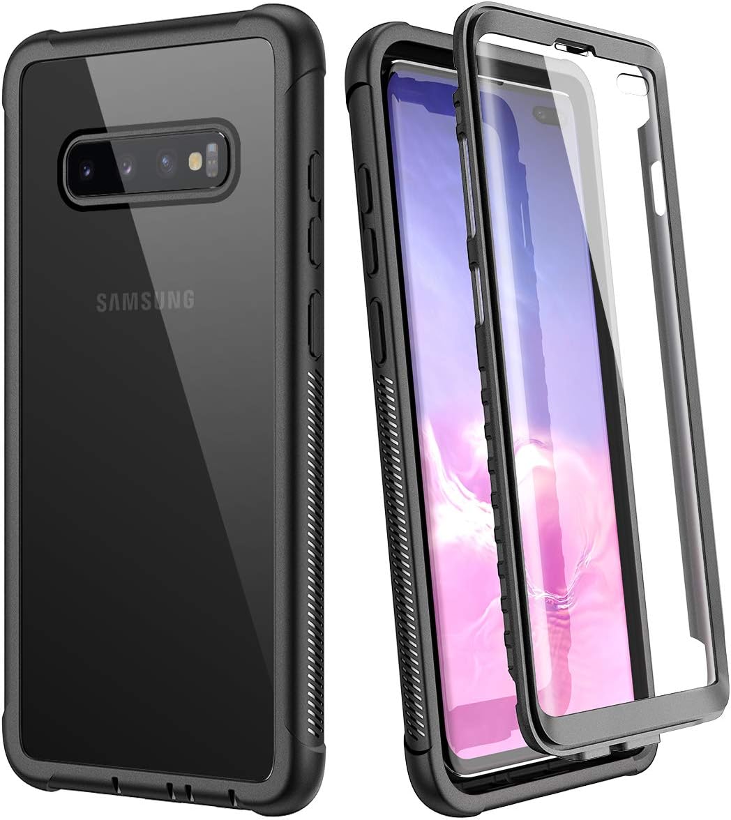 WE LOVE CASE Samsung Galaxy S10 Plus Case, Built-in Screen Protector 360 Protection Full Body Slim Fit Rugged Clear Bumper Case Shockproof Dustproof Protective Phone Case for Samsung S10 Plus (Black)