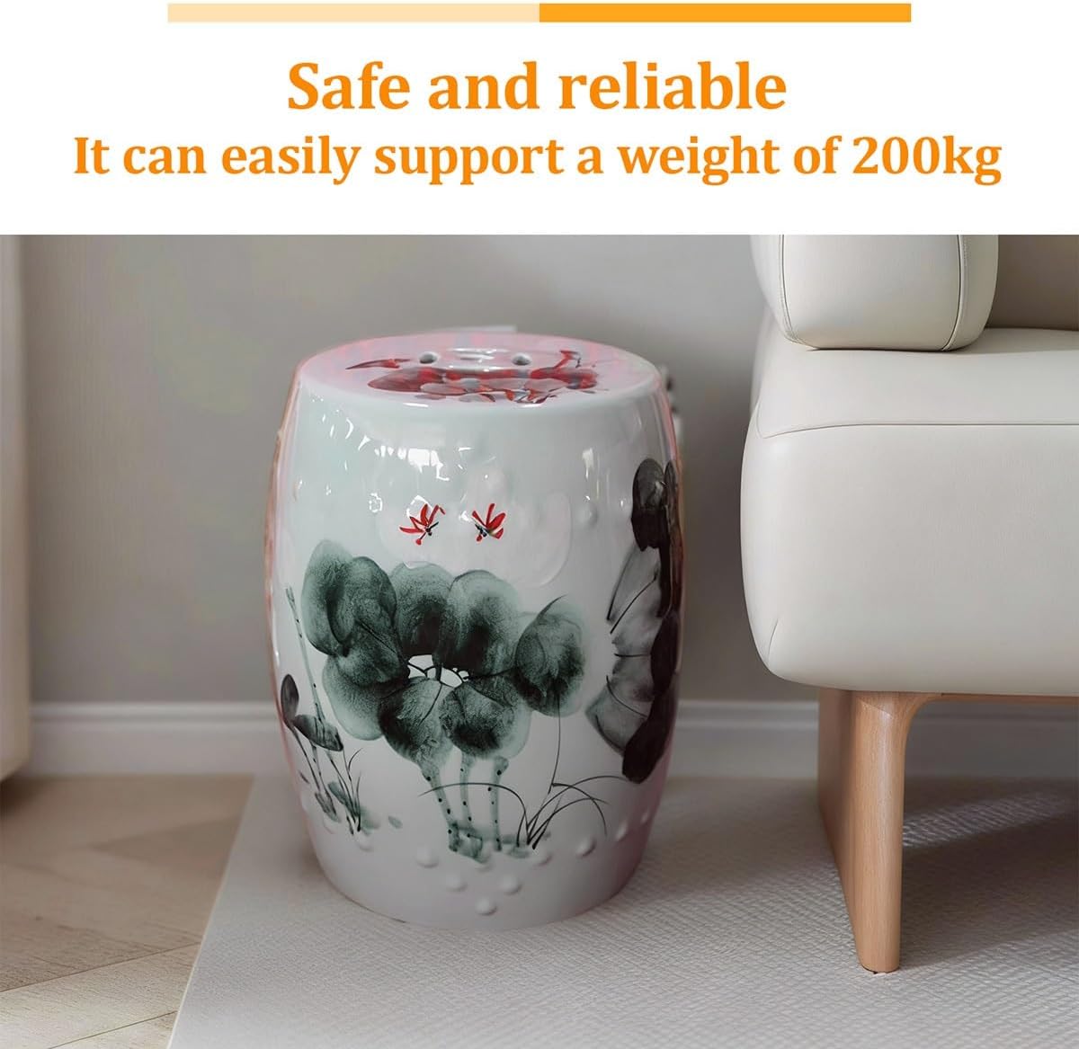 Hand Painted Garden Stools, Ceramic Garden Stool, Decorative Ceramic Garden Stool, Chinoiserie Ceramic Drum, Chinese Drum Stool Accent Seat(C)