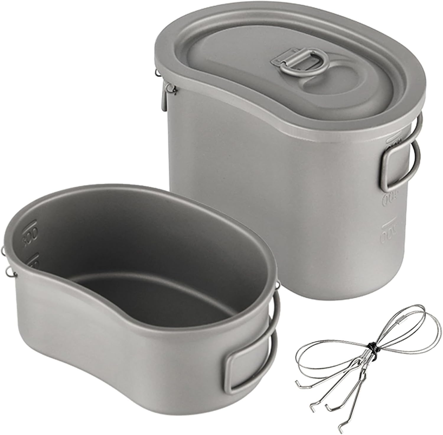 Lixada Outdoor Camping Titanium Canteen Set 380ml 750ml Hanging Pot Lightweight Durable Backpacking Picnic Gear