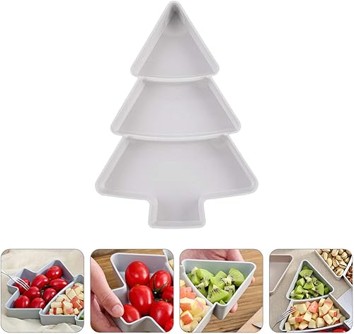 Miniatura 7 de Angoily 2 platos para servir árbol de Navidad, bandeja de plástico para servir Navidad, para entretenimiento, plato de servir alimentos para