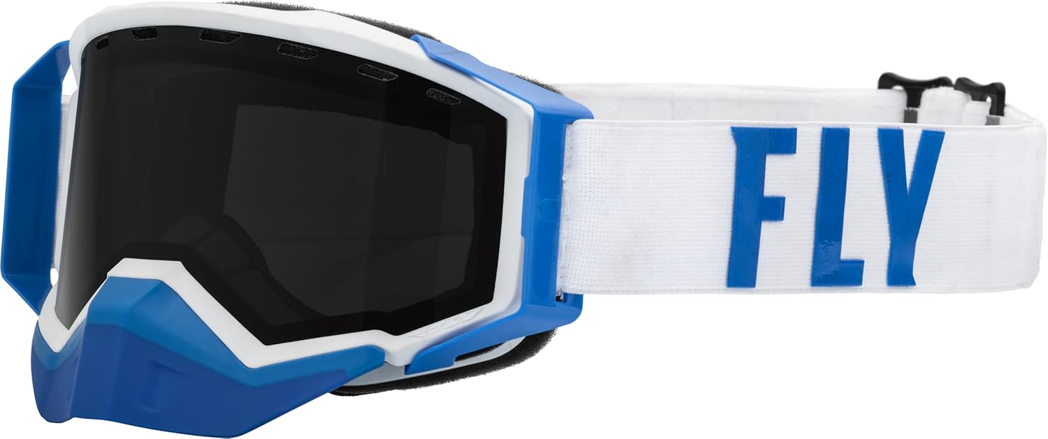 Fly Racing 37-50339 Zone Pro Snow Goggle Wht/Blue W/Polarized Smoke Lens