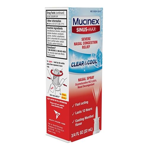 Miniatura 8 de Mucinex Sinus Max Clear & Cool Spray descongestionante nasal, sabor a mentol refrescante, 0.75 onzas líquidas, medicamento de acción rápida que dura