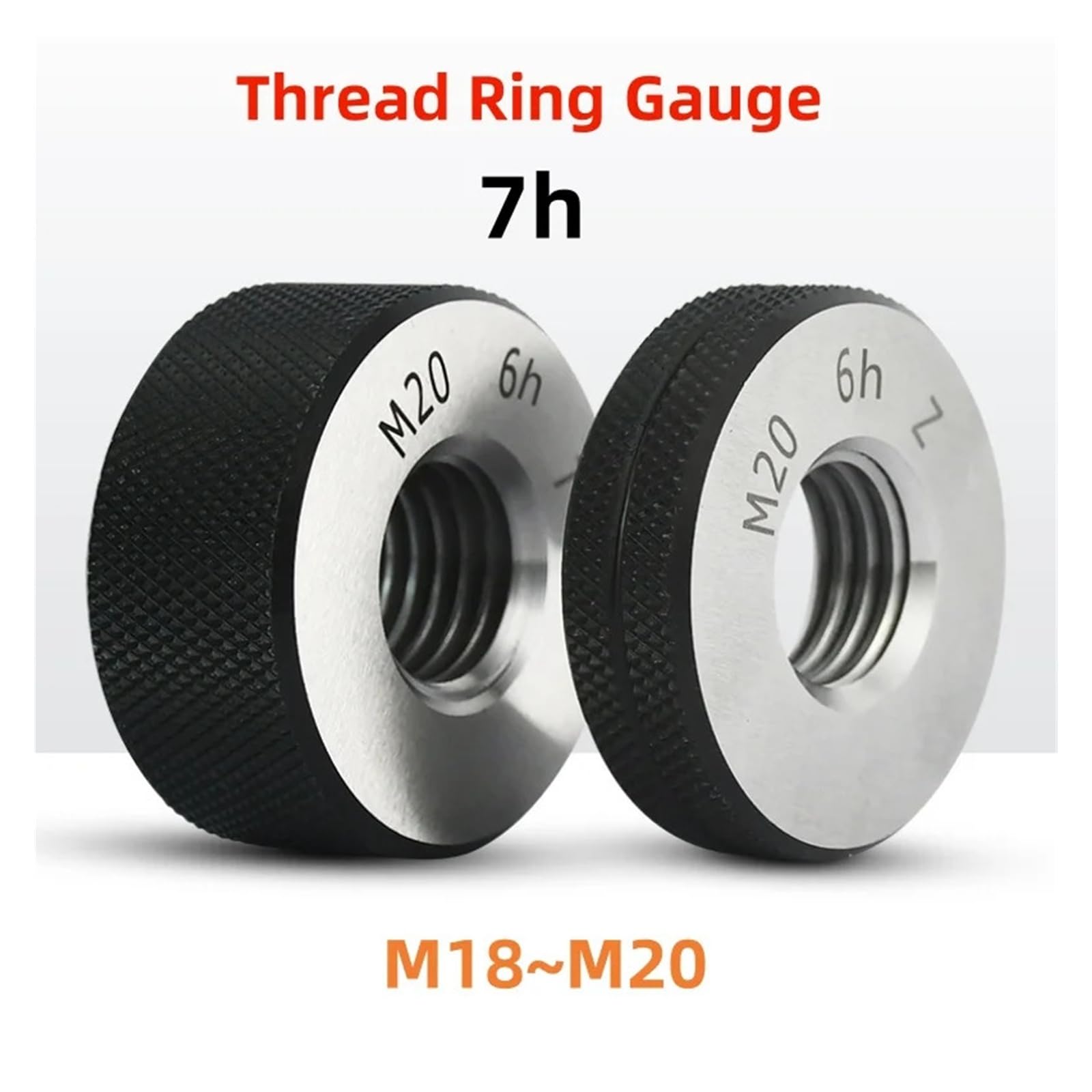 Calibre de anillos para roscas, Paquete de 2 calibres anillo rosca diente fino métrico 7 h for M18 y M20 con paso 1-2,5 mm(M18x1.5-7h)