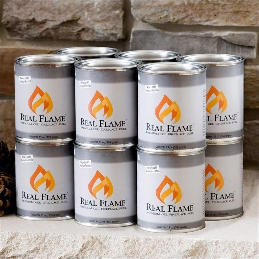Pemberly Row Gel Fuel, 13 oz Cans, 12-Pack, Clean-Burning Isopropyl Alcohol, Bright Yellow, Orange, Red Flames, Crackling Fireplace Use, Eco-Friendly Indoor/Outdoor Flame Fuel