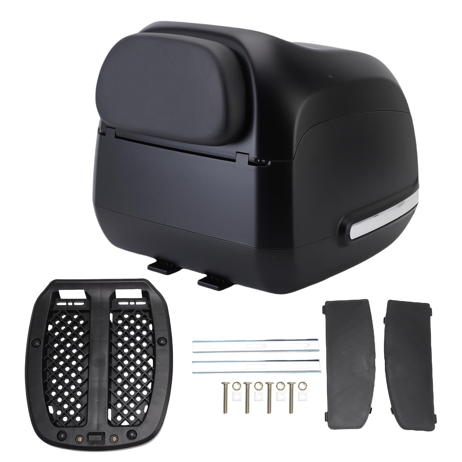 Coffre Moto Rétro, Design Vintage, Capacité 35L, pour Moto (Black)