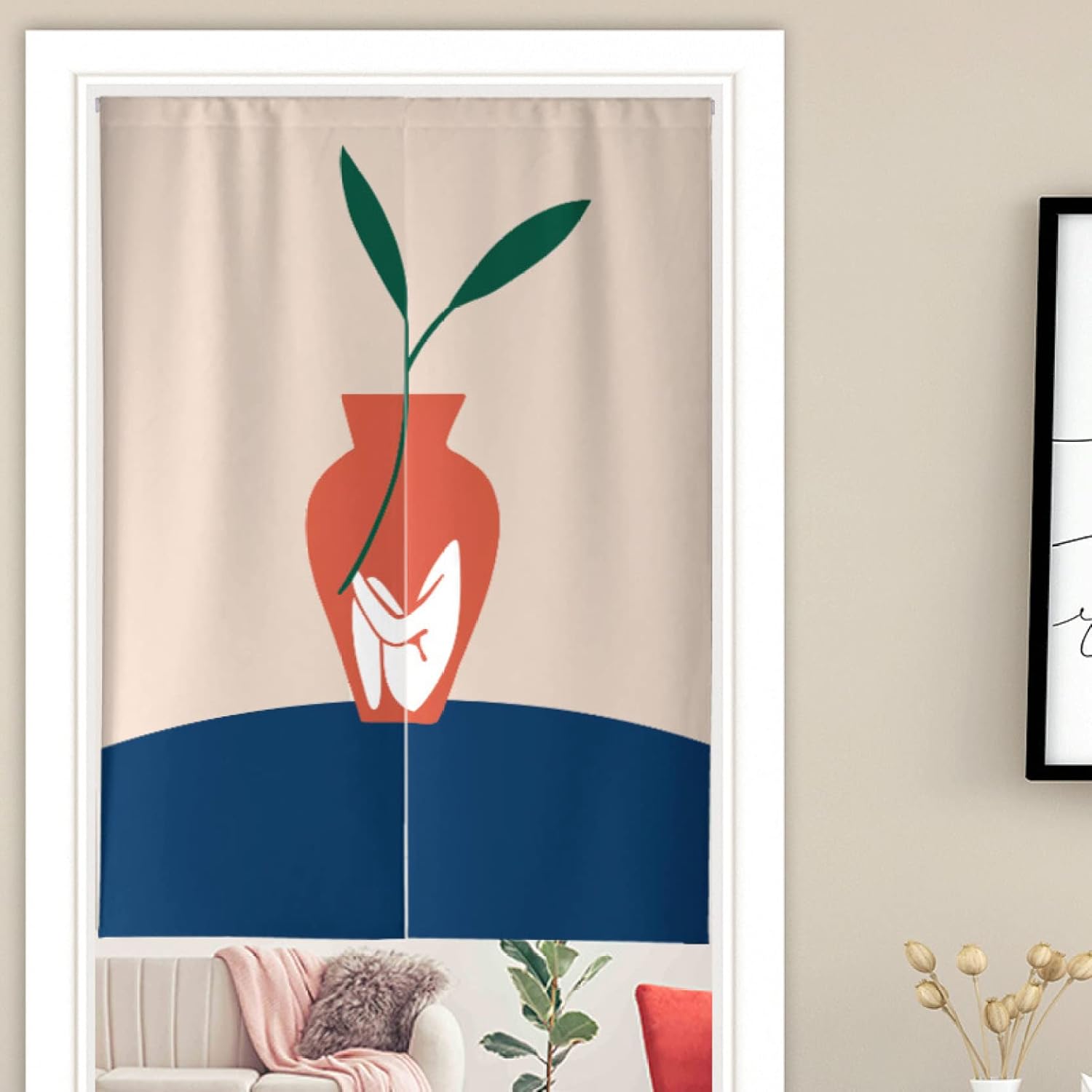 のれん おしゃれ 目隠し カラー4 ロング 暖簾 北欧 断熱 85x180cm 玄関 階段カーテン 間仕切りカーテン つっぱり棒カー