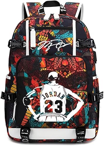 FANwenfeng Mochila luminosa para jugadores de baloncesto 23, mochila de viaje para hombres y mujeres, Patrón rojo - 2