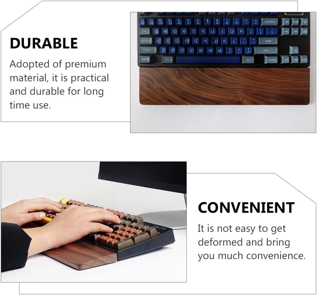 Keyboard Wrist Rest Pad Ergonomic Walnut Hand Support for Office Gaming Long Hours at Computer Natural Wood Design for Comfort and Style