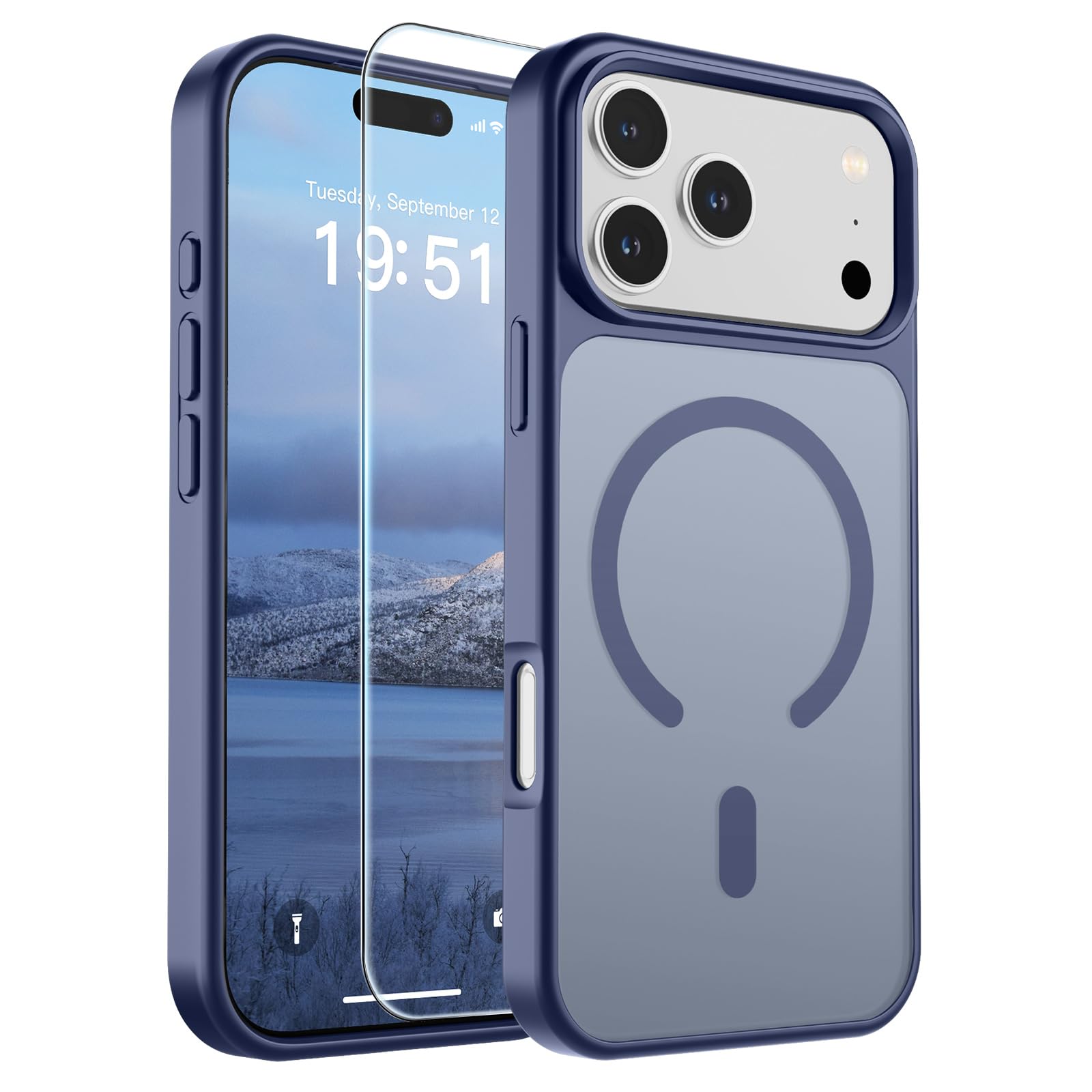 SUPFINE Magnetic for iPhone 17 Pro Max Case Lavender Gray | With Screen Protector, Translucent Matte, Compatible with MagSafe, Military Grade Drop Proof, Rugged Shockproof Protective