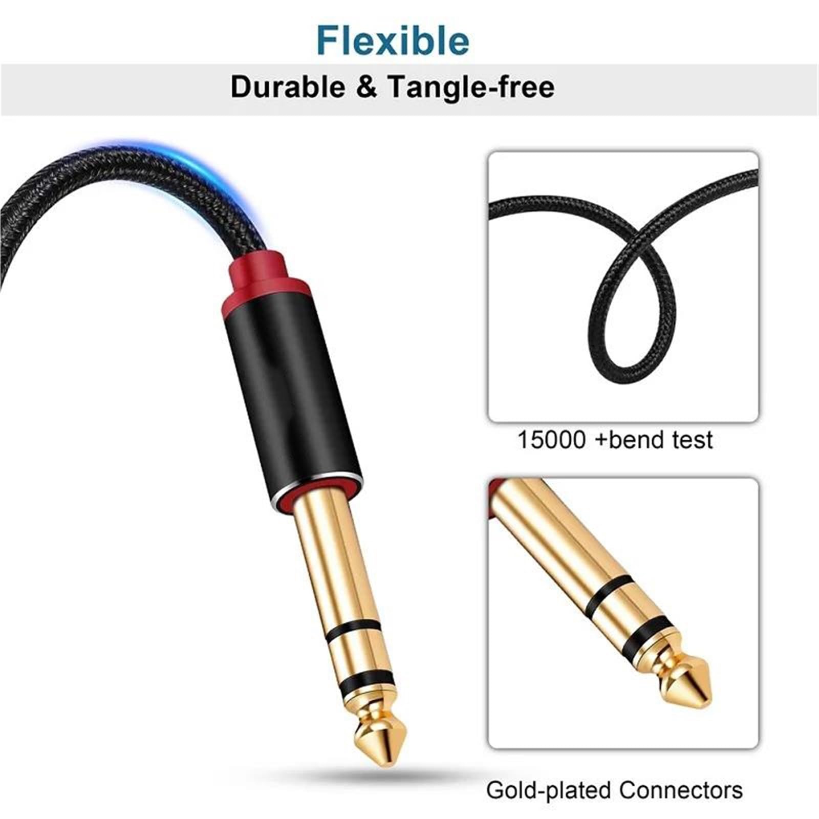 Cable De Audio Para Guitarra Cable De Instrumento 6,35mm 1/4 TRS Estéreo Para Amplificador Bajo Mandolina Guitarra Eléctrica(5m)