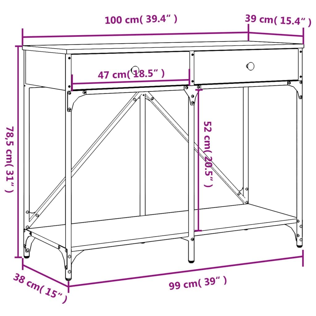 Wandtafel 100x28x80,5 cm bewerkt hout sonoma