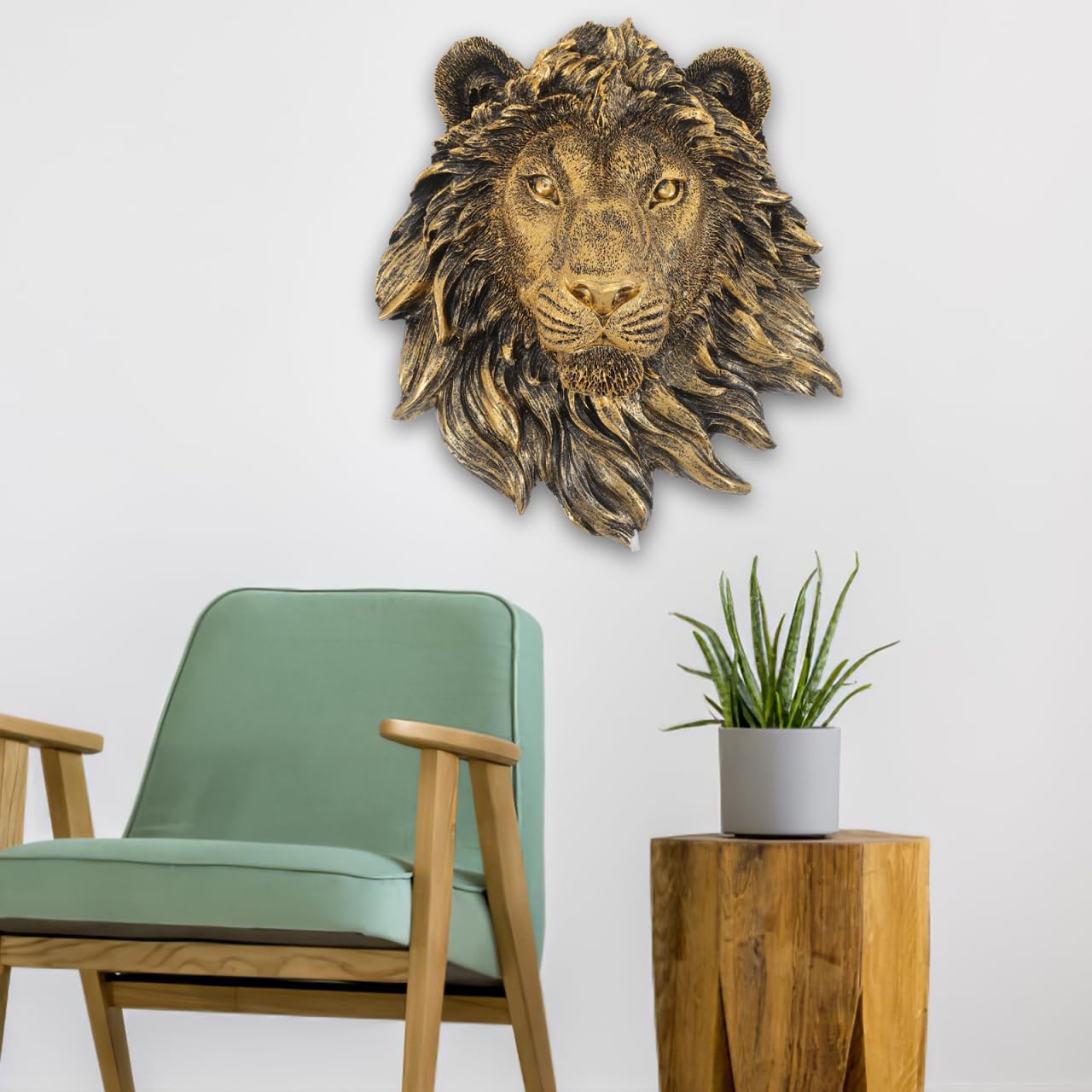 Veemoon Décoration murale en résine - Tête de lion en résine - Décoration murale - Décoration pour salas de casa