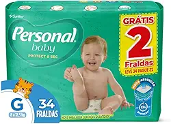 Fralda Infantil Personal Baby Protect e Sec G Mega 9x34pads Leve 34 pague 32 Unidades