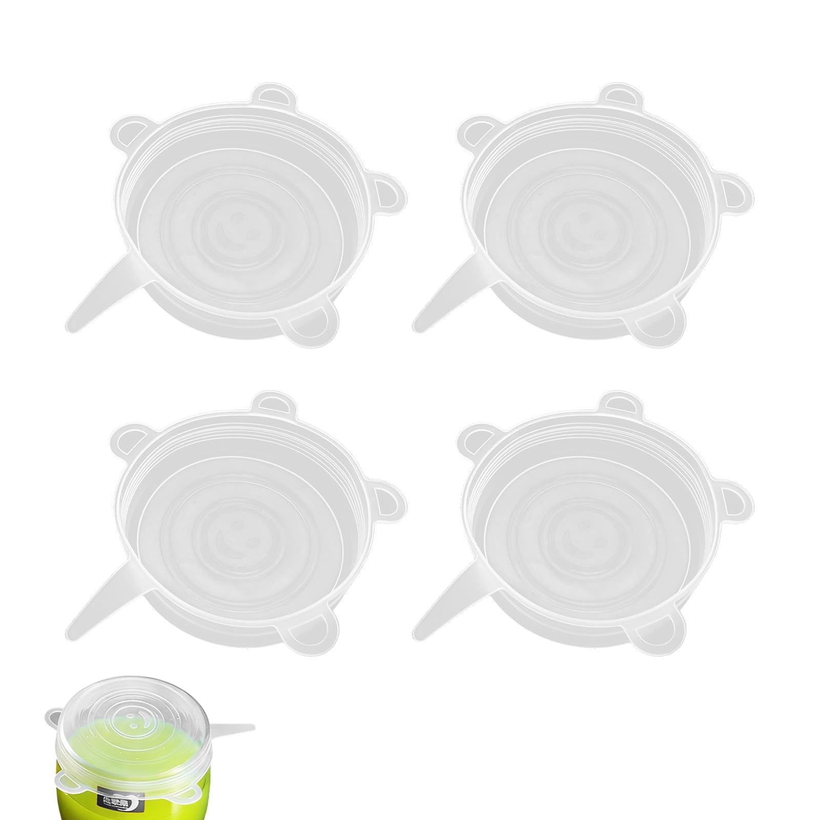 ZenithQuest 4 Pcs 9.5cm Silicone Stretch Lids, Thickened Reusable Food Covers, Universal Fit for 9.5-11cm Containers, Tins & Yogurt Pots, Dishwasher & Freezer Safe