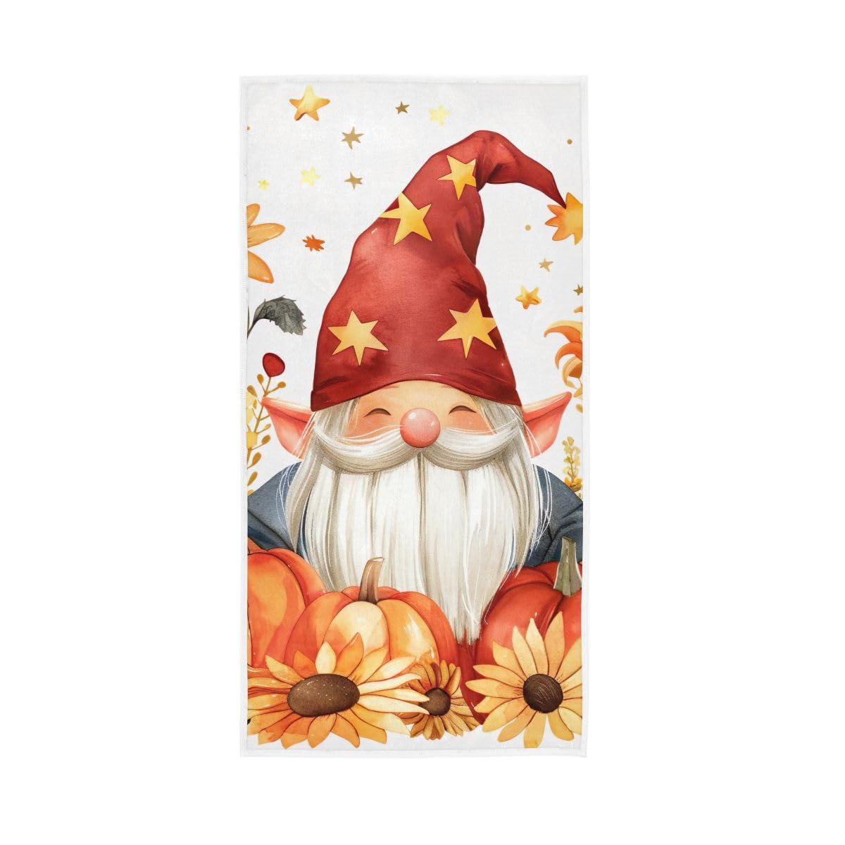 LSRCPD Gnome Autumn Sunflower Pumpkins Hand Towels, Hand Towels for Bathroom 15 x 30 Inches, Lightweight Towels