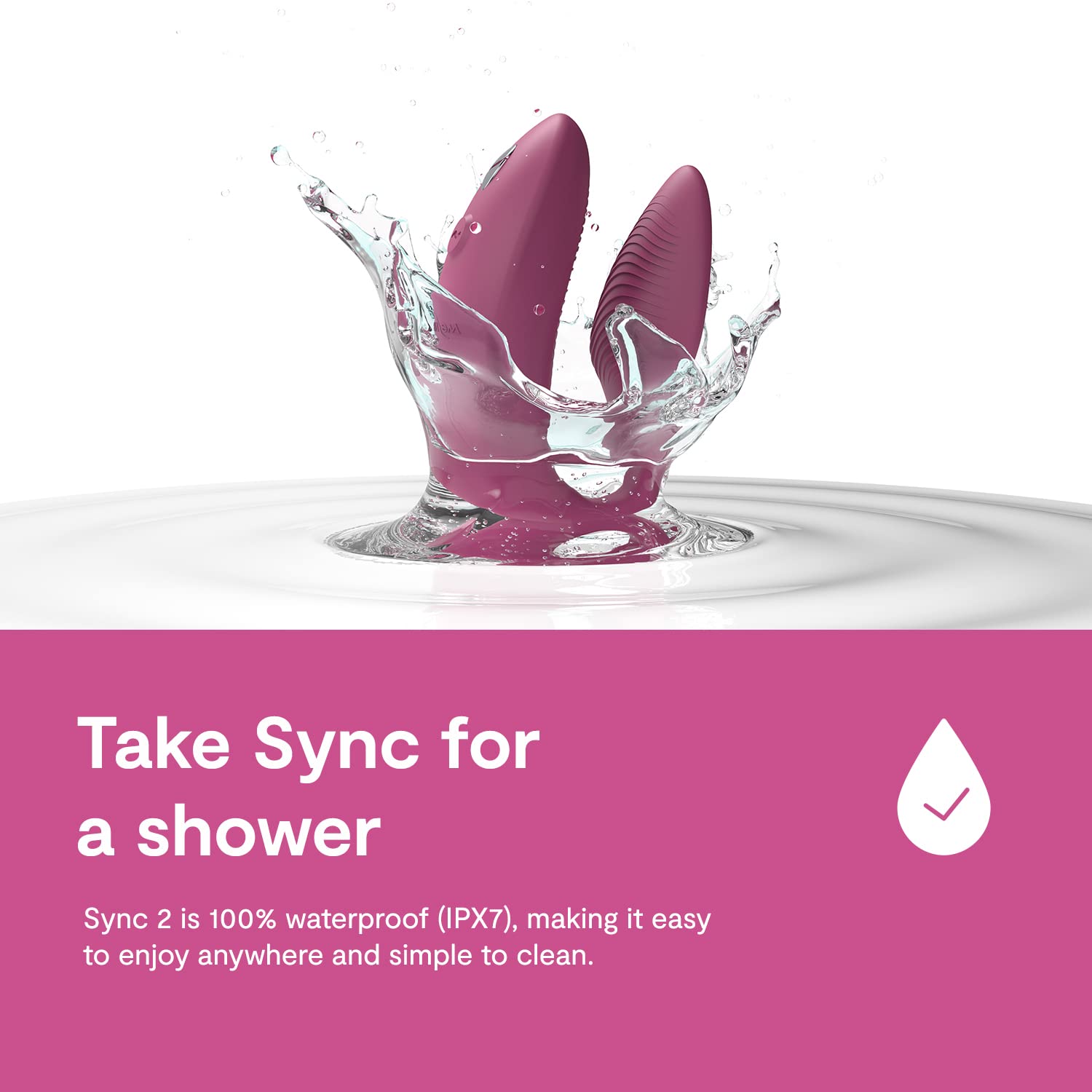 We-Vibe Sync 2 Vibrador para parejas con control por mando - Juguete sexual vibrante - Estimulación del punto G y del clítoris - Control por app y por mando - Para juegos sexuales de adultos - Rosa