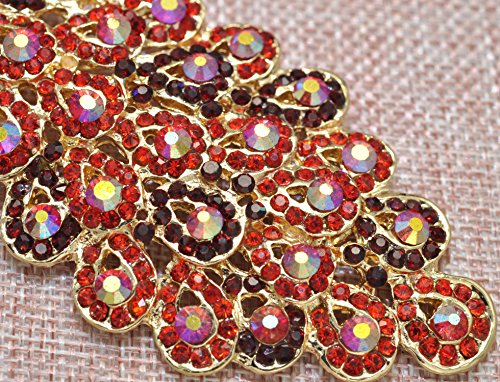 Image of Gyn&Joy 5 Inch Art Gorgeous Peacock Austrian Crystal Rhinestone Brooch Pins