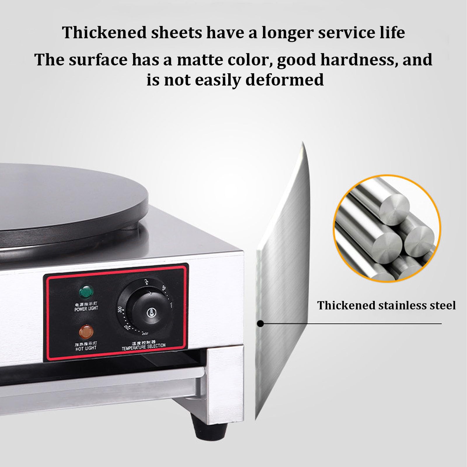 Electric Pancake Maker,Pancake Maker Machine, Stainless Steel Pancake Baking Machine,Adjustable Temperature,for Restaurants, Snack Streets, Fast Food Restaurants, Etc