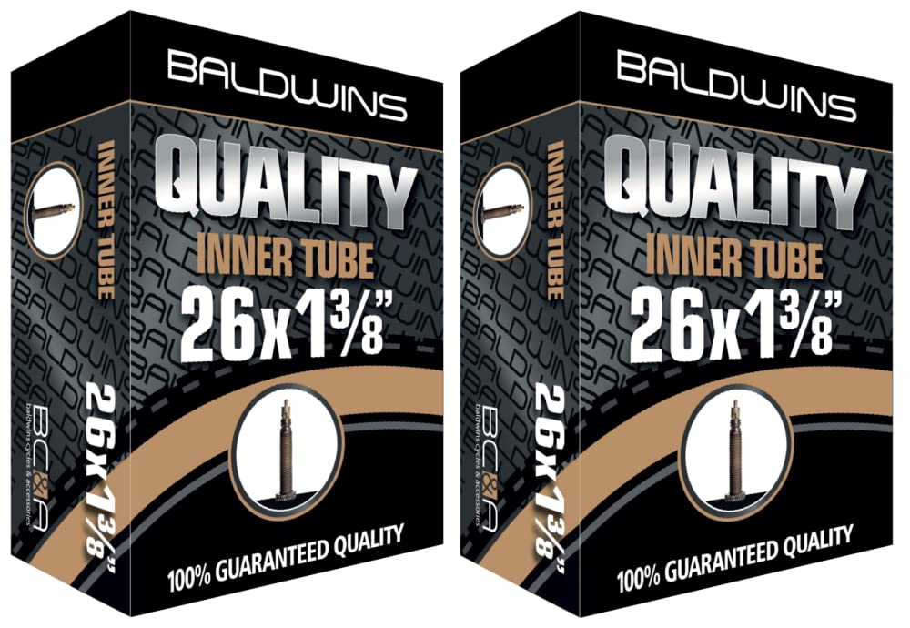 PAIR 26" x 1-3/8" Baldwins Cycle/Bike Inner Tubes Presta/French Type Valves (Pack of 2)