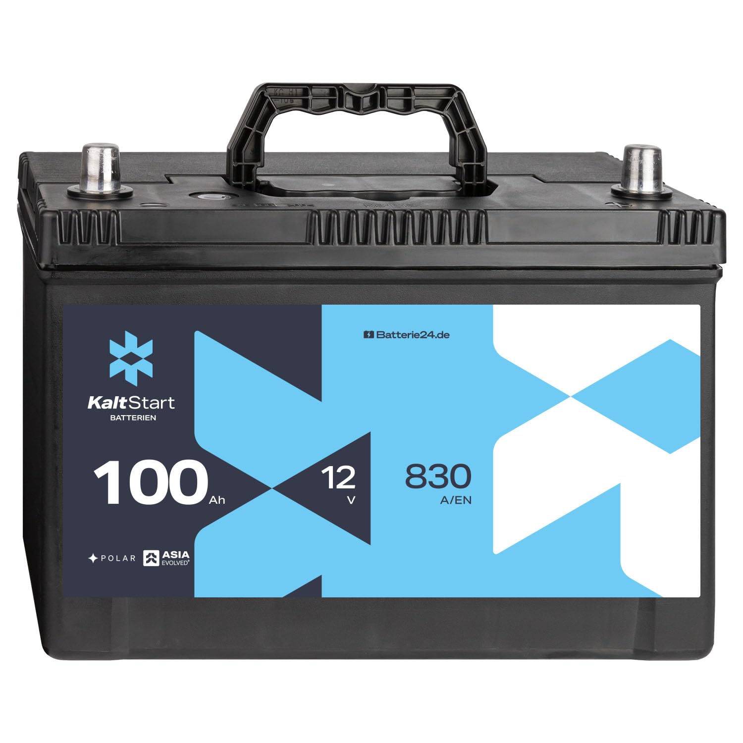 KaltStart Autobatterie 12V 100Ah 830A/EN ASIA Pluspol Rechts | 30% mehr Startleistung, ersetzt 95Ah