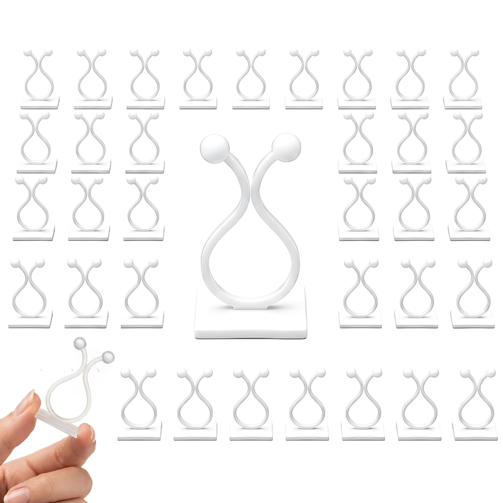 Haoyic 50 Pcs Plant Clips for Climbing Plants, Adhesive Mount Climbing Plant Fence Wall Clips Hooks for Indoor Plants, Vine Wall Clips Plant Hooks (White)