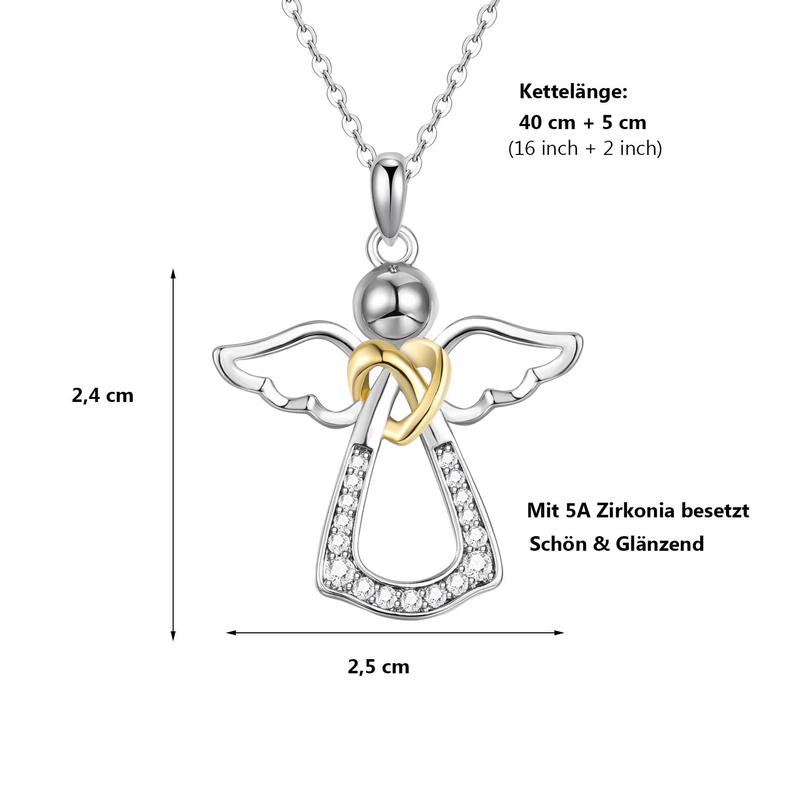 Schutzengel Kette 925 Silber Halskette Engel Anhänger Geburtstag Geschenke für Frauen Mädchen Kinder