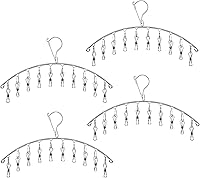 Vista 7 de 2 perchas de secado de ropa con 16 clips, estante de secado de aire de calcetines de acero inoxidable, resistente al viento, antipérdida para todos