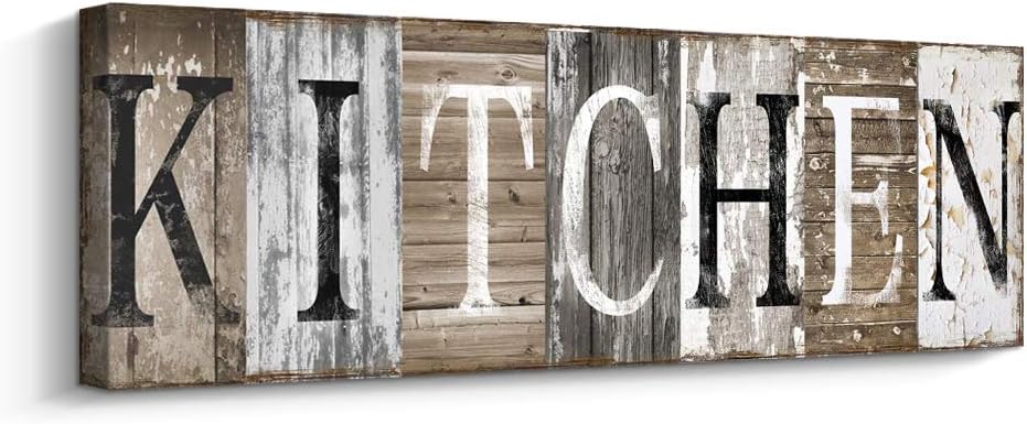 Pinetree Art Kitchen Decor Wall Rustic Farmhouse Sign Decorative (With Solid Wood Inner Frame) (Kitchen, 8 x 24 inch)