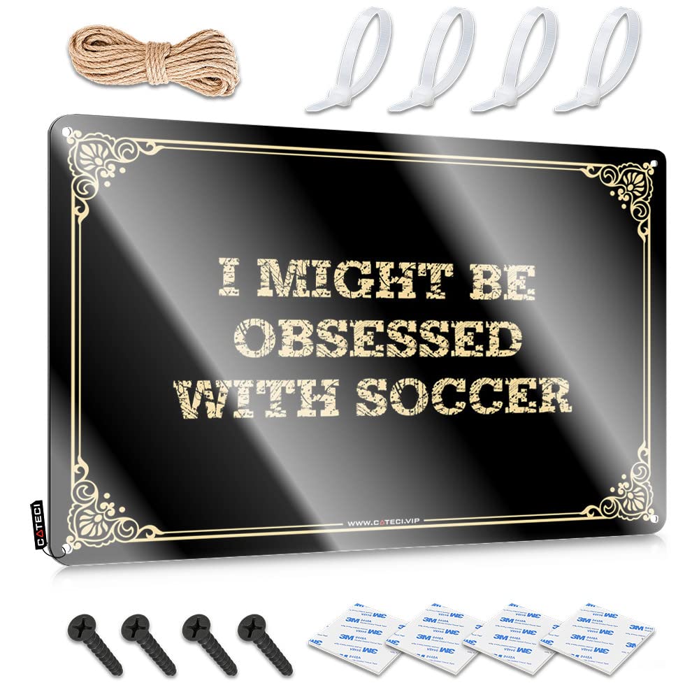 MWFKKADDB Beer Decor I Might Be Obsessed With Soccer Tin Sign Funny Signs For Home Decor Tin Sign Decor(20X30CM)