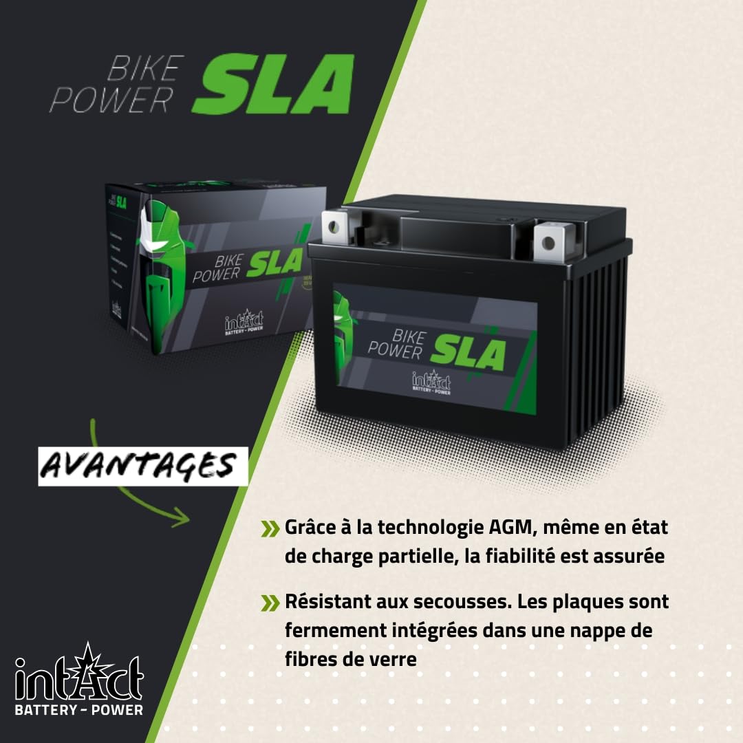 intAct - AGM BATTERIE MOTOCYCLE | Batterie pour scooter, moto, quad, etc. Batterie sans entretien & anti-fuite | SLA12-10Z-S, CTZ10-S, batterie 12V, 8,5 AH (c20), 140 A (EN) | Dim : 150x87x94mm