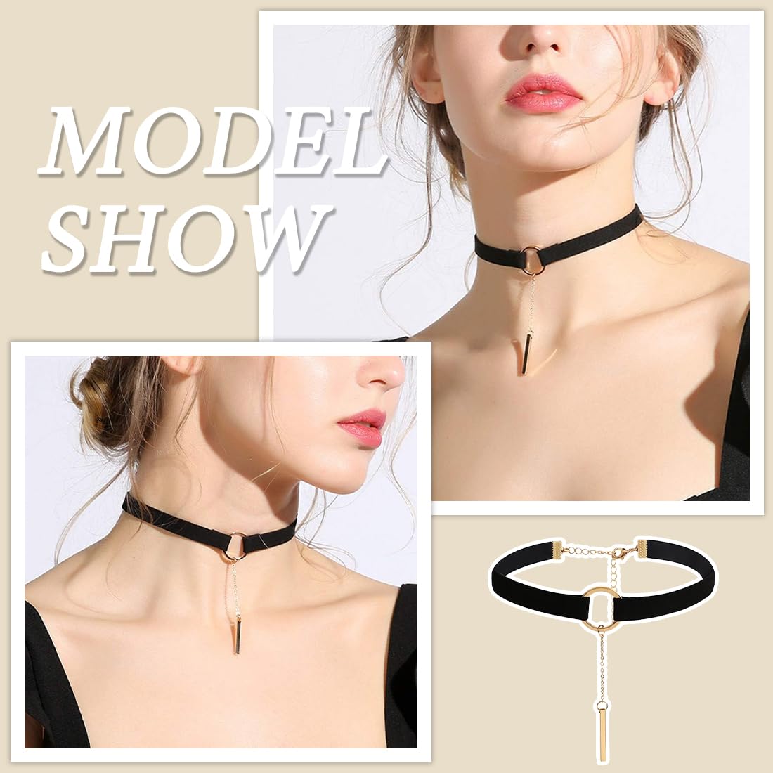 JEYORZY 8-teiliges Choker-Halsketten-Set, Gothic-Tattoo-Spitzen-Hälterung, Damen-Choker, Schwarz, geeignet für Frauen und Mädchen, verstellbar