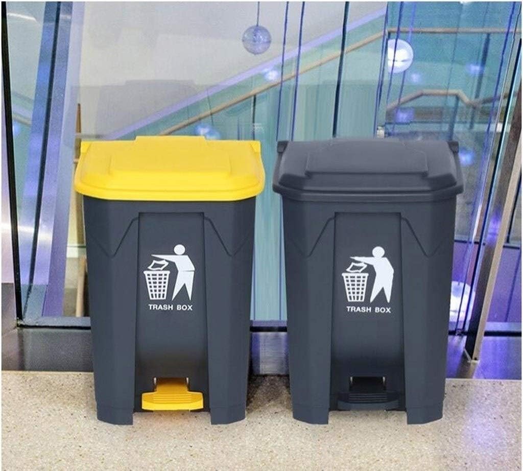 Trash Can High Capacity Thicken Outdoor Dustbins Street Garden Waste Recycling Bin Commercial Trash Can Indoor/Outdoor Dustbins Gray 68L (Gray 45L) (Yellow 87L)