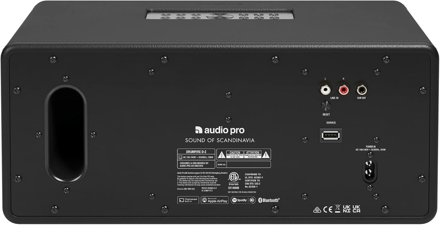 Audio Pro DRUMFIRE D-2 MKII Wireless Speaker, rear panel connections
