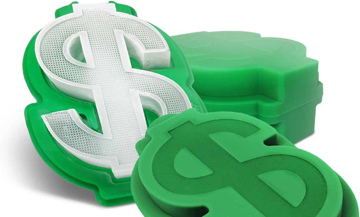 3D Dollar Silicone Mold Set of 2, Large Ice Cube for Whiskey, Silicone Molds for Baking