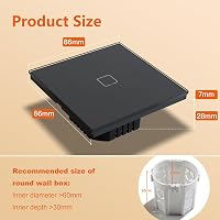 MVAVA WiFi Érintőkapcsoló - Okos Fali Villanykapcsoló Alexa/Google Home Kompatibilis, Tuya/Smart Life App Vezérlés, Fekete Üveg, 1-Utas 2