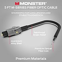 Vista 3 de Monster M-Series 1000 Fiber Optical Audio Toslink Cable, Sound Bar Optical Audio Cable with Gold Connectors, 5ft