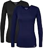 Sivvan Scrubs for Women - Long Sleeve Comfort Underscrub Tee Multicolor 2-Pack - S85002M - BlackNavy - S