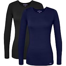 SIVVAN الدعك للنساء - راحة طويلة الأكمام Underscrub Tee Multicolor 2 -Pack - S85002M - أسود / بحري - L