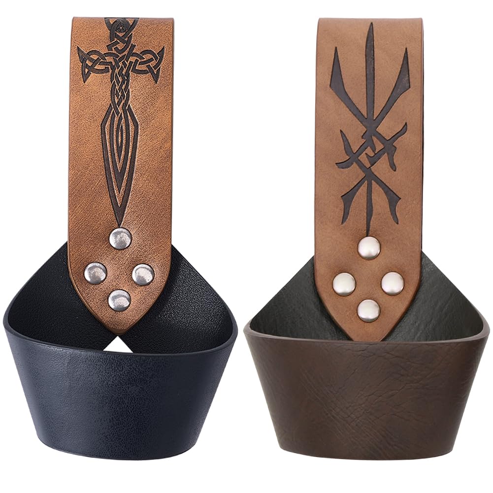 GORGECRAFT Étui Épée Médiévale Deux Boucles En Cuir Pleine Fleur – Ceinture Réglable, Support Grenouille Pour Chevalier, Cosplay Halloween