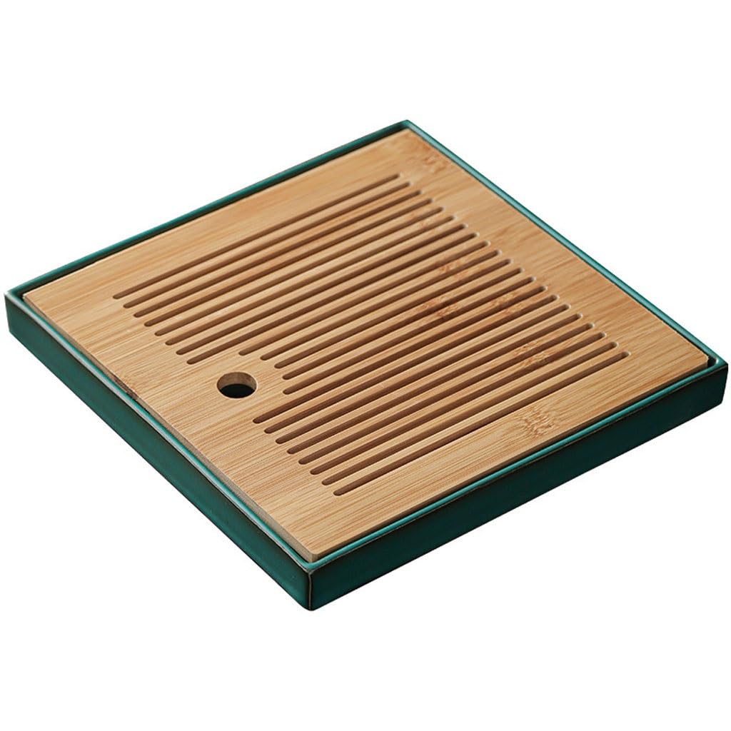 Bandeja para Servir té Bandeja Cuadrada de té seco de 25x25x3cm, diseño de Almacenamiento de Agua, decoración de Mesa de té for el hogar Bandeja de Mesa de Centro