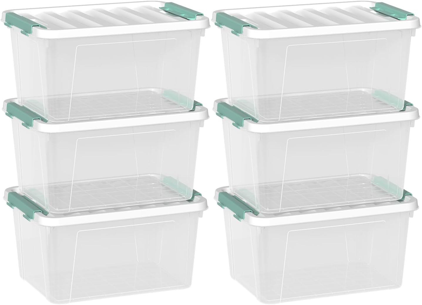 6-Pack Clear Plastic Storage Boxes, 20 Quart Plastic Storage Bins with Lids