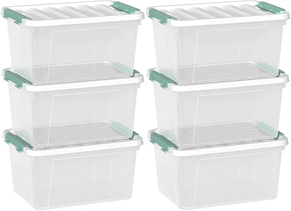6-Pack Clear Plastic Storage Boxes, 20 Quart Plastic Storage Bins with Lids