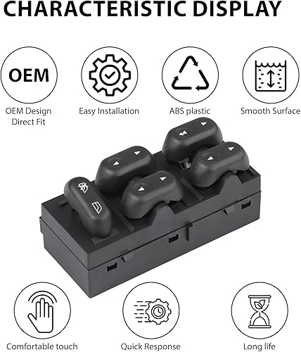 Miniatura 6 de Interruptor de ventana eléctrica principal del lado del conductor 5L1Z14529AA, repuesto compatible con Ford F150 2004-2008, 2003-2006, Crown